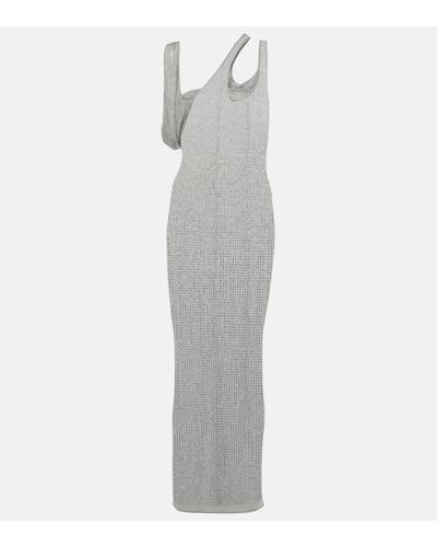 The Attico Embellished Jersey Midi Dress - Grey