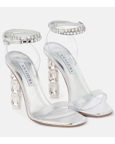 Aquazzura Embellished Pvc And Leather Sandals - White