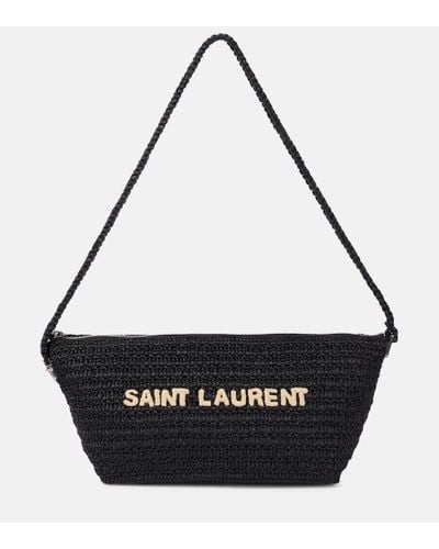 Saint Laurent Le Rafia Logo Shoulder Bag - Black