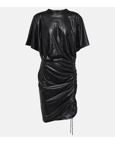 Isabel Marant Balesi Ruched Faux Leather Minidress - Black