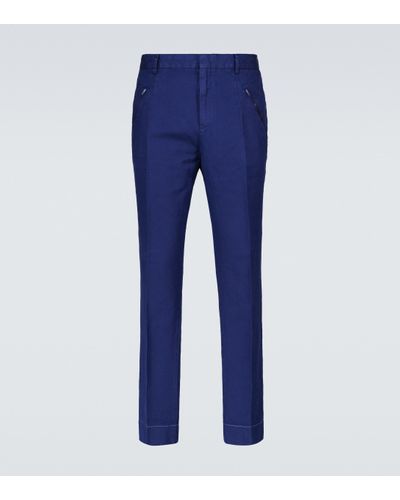 Maison Margiela Cotton And Linen Trousers - Blue