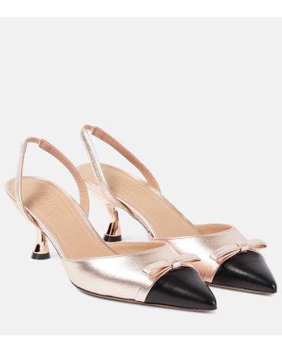 Malone Souliers Bernadette Leather Slingback Court Shoes - Natural