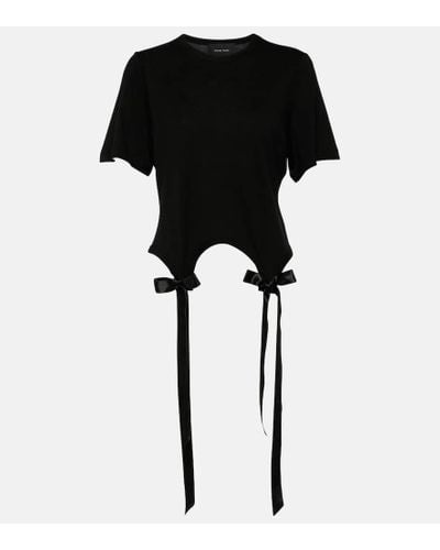 Simone Rocha T-shirt in jersey di cotone con fiocco - Nero
