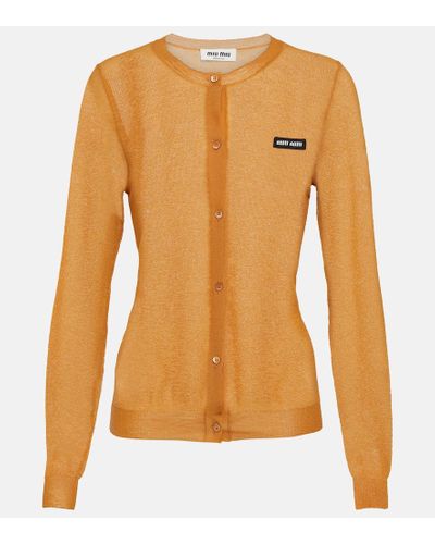 Miu Miu Cardigan in maglia con logo - Arancione
