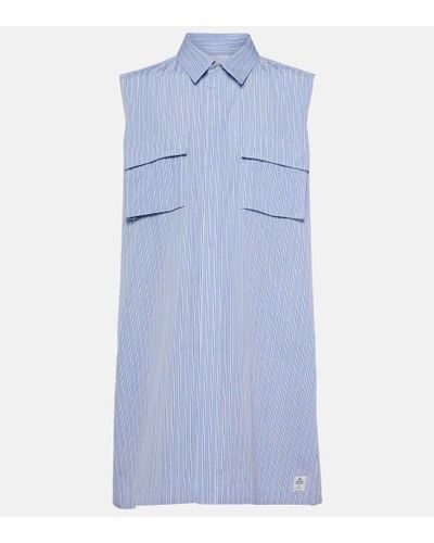 Sacai Striped Cotton Poplin Shirt Dress - Blue