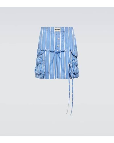 Jacquemus Shorts Trivela in cotone a righe - Blu