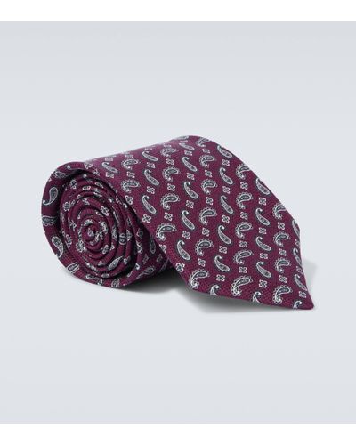 Brioni Paisley Silk Tie - Purple