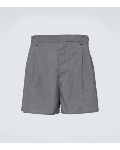 Prada High-Rise Shorts aus Wolle und Mohair - Grau