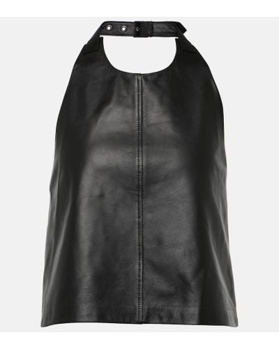 Wardrobe NYC Halterneck Leather Top - Black