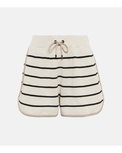 Brunello Cucinelli Shorts de algodon a rayas - Blanco
