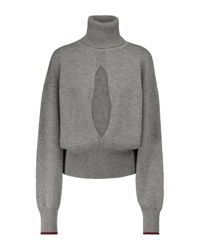 Victoria Beckham Cutout Cashmere-blend Knit Jumper - Grey