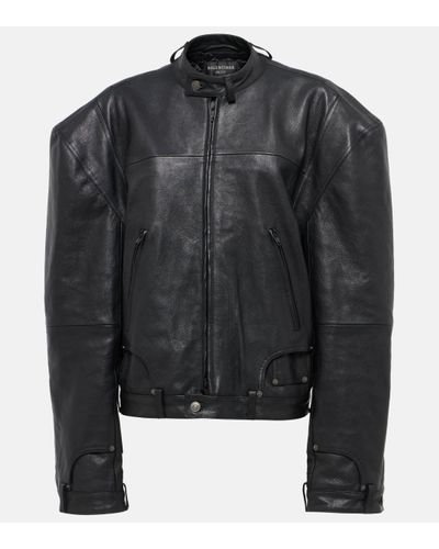 Balenciaga Veste en cuir - Noir