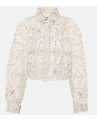 Isabel Marant Cropped Cotton Lace Shirt - White