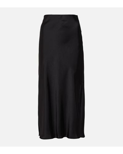Brunello Cucinelli Satin Midi Skirt - Black