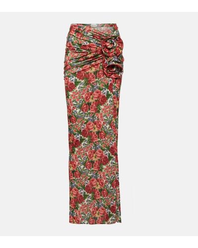 Magda Butrym Floral-applique Printed Maxi Skirt - Red