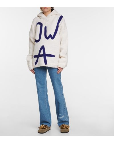 JW Anderson Felpa in lana con cappuccio e logo - Bianco