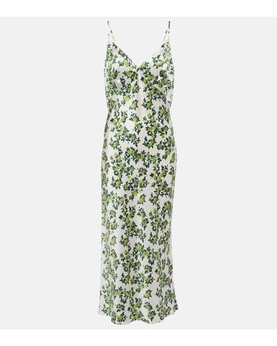 Emilia Wickstead Trinny Floral Silk Satin Slip Dress - Green