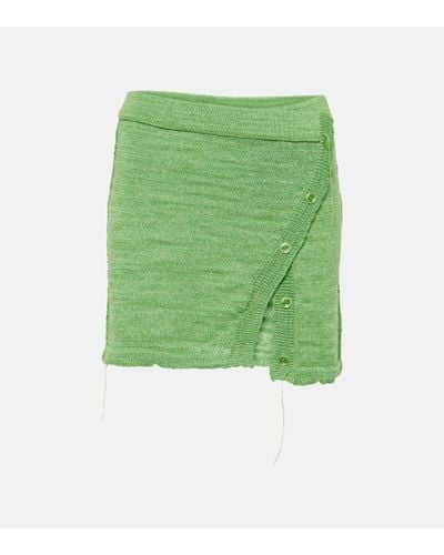 Acne Studios Mini-jupe en lin melange - Vert