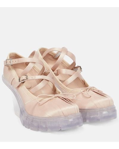 Simone Rocha Crisscross Satin Ballerina Court Shoes - Natural