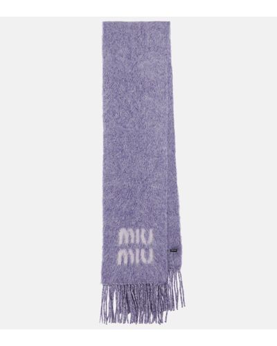 Miu Miu Logo Mohair And Wool-blend Scarf - Purple