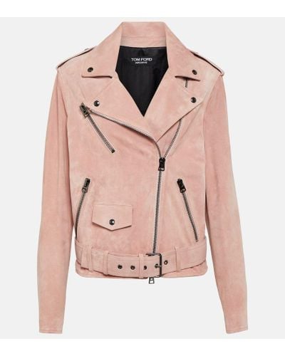 Tom Ford Giacca biker in suede - Rosa