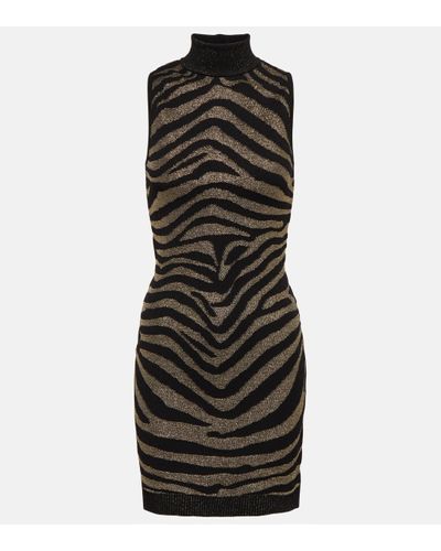 Balmain Zebra-print Minidress - Black