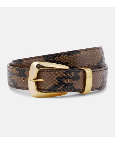 Khaite Benny Snake-effect Leather Belt - Brown