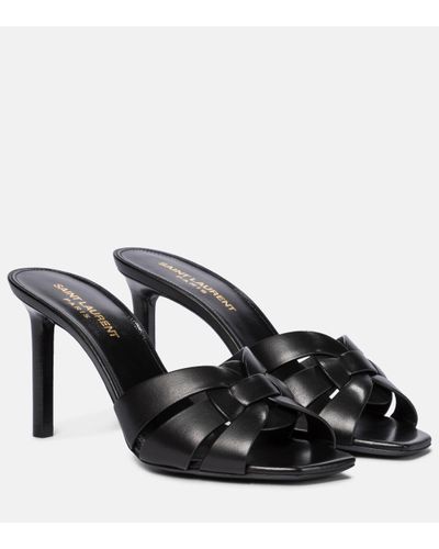 Saint Laurent Tribute Leather Mules - Black