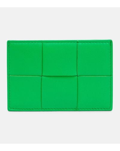 Bottega Veneta Intreccio Leather Card Holder - Green