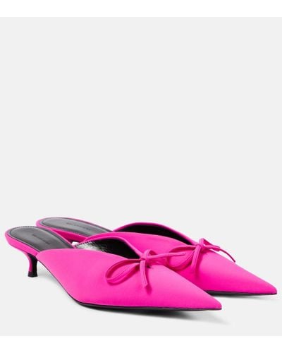 Balenciaga Knife Bow Leather-trimmed Pumps - Pink