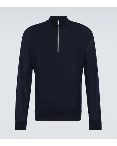 Zegna Wool Half-zip Sweater - Blue