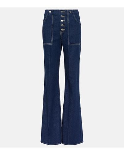 Veronica Beard Jeans anchos Crosbie de tiro alto - Azul