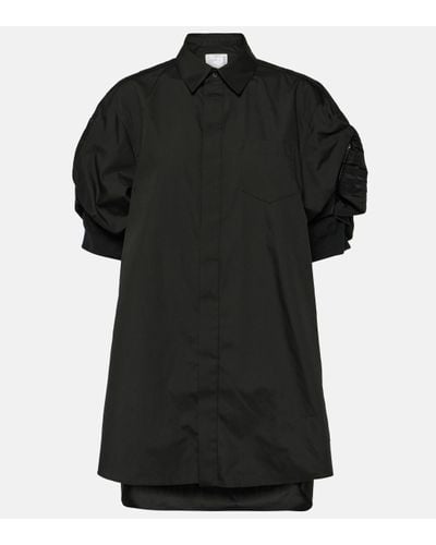 Sacai Cotton-blend Poplin Shirt Dress - Black