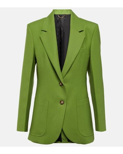 Victoria Beckham Blazer en laine melangee - Vert