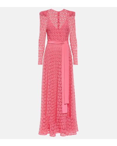 Elie Saab Embroidered Cotton-blend Maxi Dress - Pink