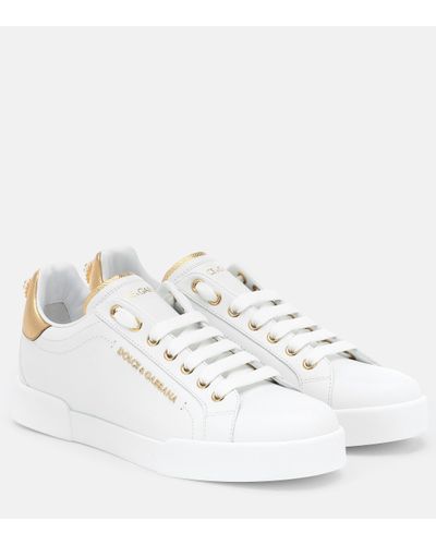 Dolce & Gabbana Portofino Leather Trainer - White