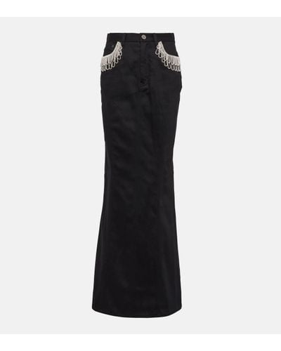 ROTATE BIRGER CHRISTENSEN Crystal-embellished Denim Maxi Skirt - Black