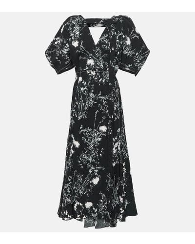 Victoria Beckham Vestido midi de cady floral - Negro