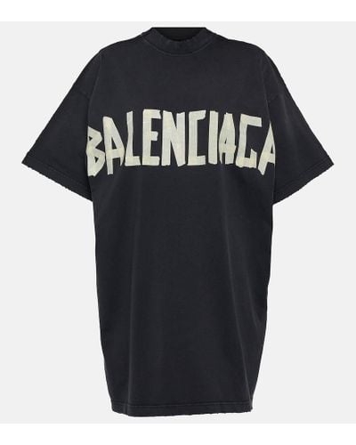 Balenciaga Camiseta de algodon con logo - Negro