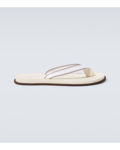 Brunello Cucinelli Leather Thong Sandals - White