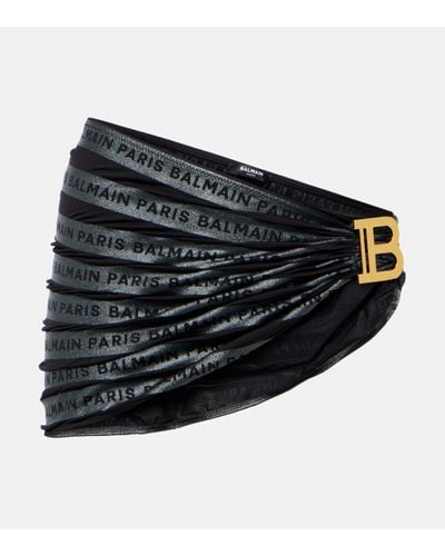 Balmain Logo Striped Beach Cover-up - Black