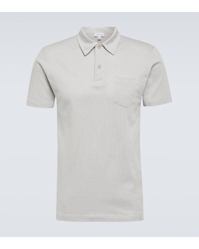 Sunspel Riviera Cotton Pique Polo Shirt - White