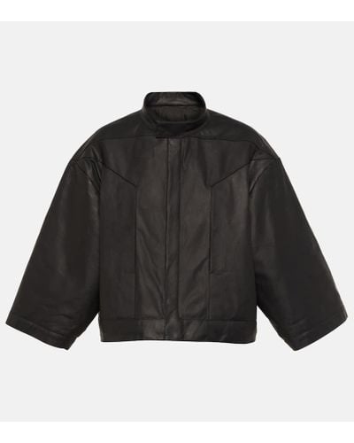 Rick Owens Giacca cropped in pelle - Nero