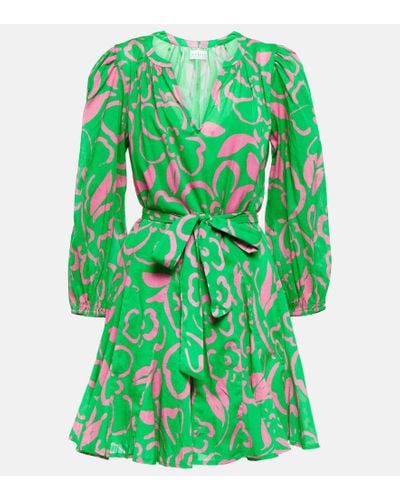 Velvet Vestido corto Kiki de algodon floral - Verde
