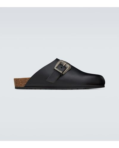 Saint Laurent Nichols Leather Slippers - Black