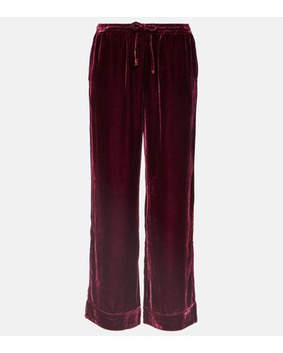 Asceno Pantalon ample Aurelia en velours - Rouge