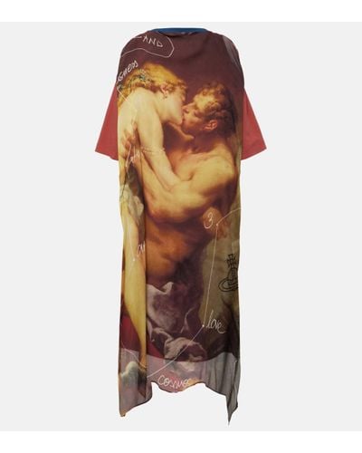 Vivienne Westwood Robe t-shirt Kiss imprimee - Marron