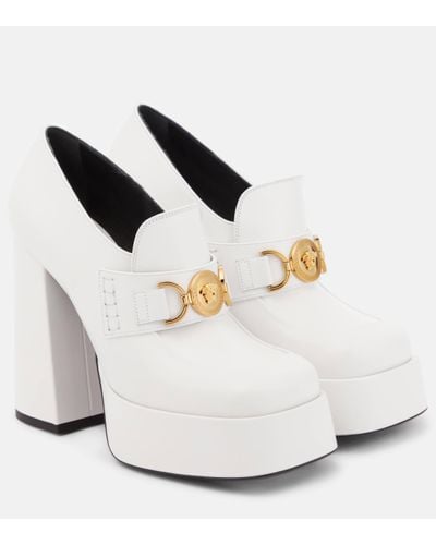 Versace Medusa '95 Leather Loafer Court Shoes - White