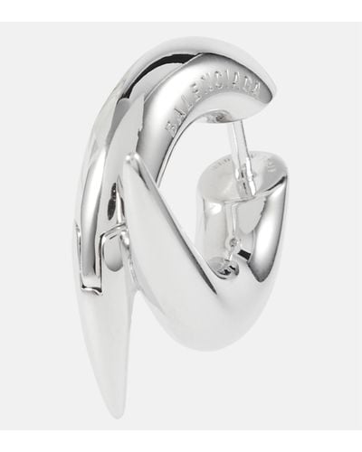 Balenciaga Force Horn Xs Sterling Silver Hoop Earrings - White