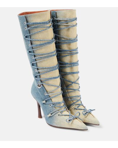 Acne Studios Bitten Denim Knee-high Boots - Blue